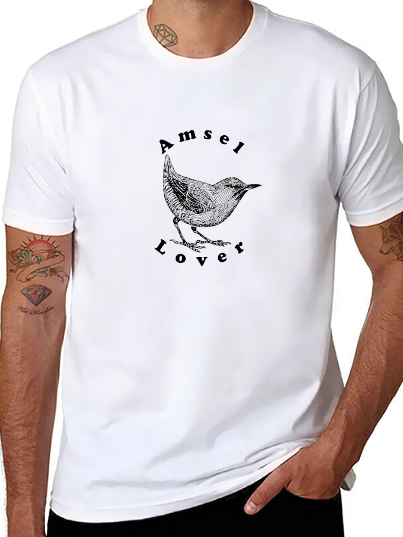 Amsel Lover Graphic Tee - Black Bird Design