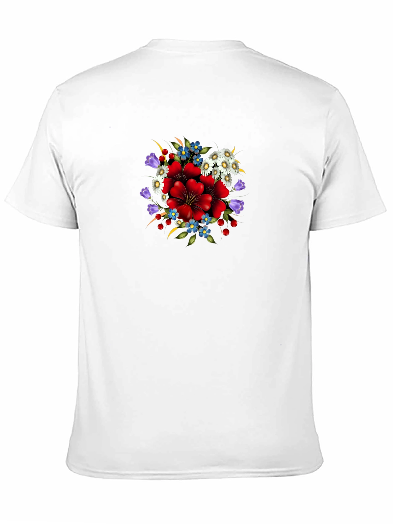 Floral Print Crew Neck Tee - Black