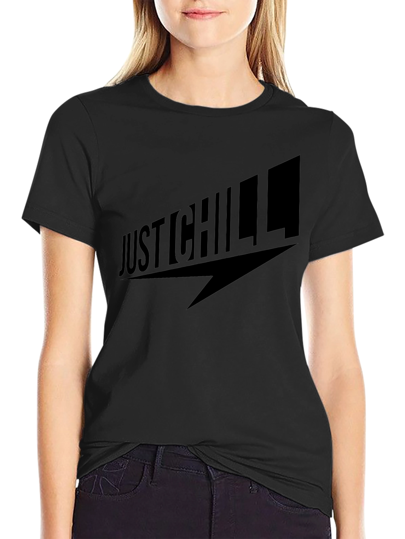 Just Chill Graphic T-Shirt - Black Casual Tee