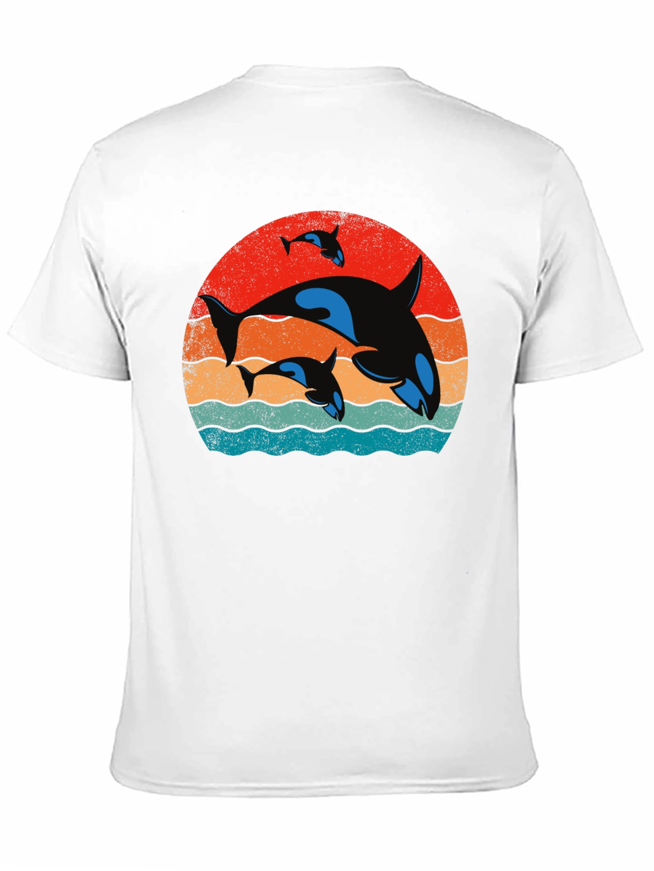 Orca Family Sunset T-Shirt - Black Cotton Tee