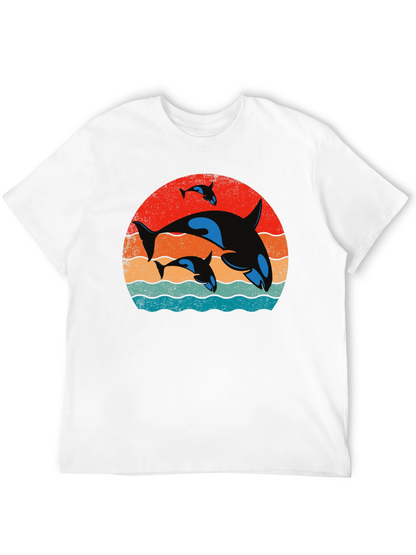 Orca Family Sunset T-Shirt - Black Cotton Tee