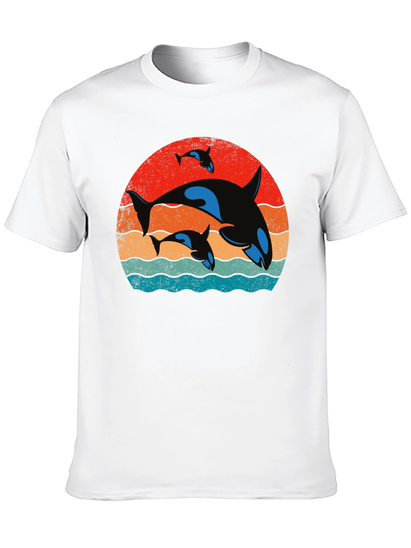 Orca Family Sunset T-Shirt - Black Cotton Tee