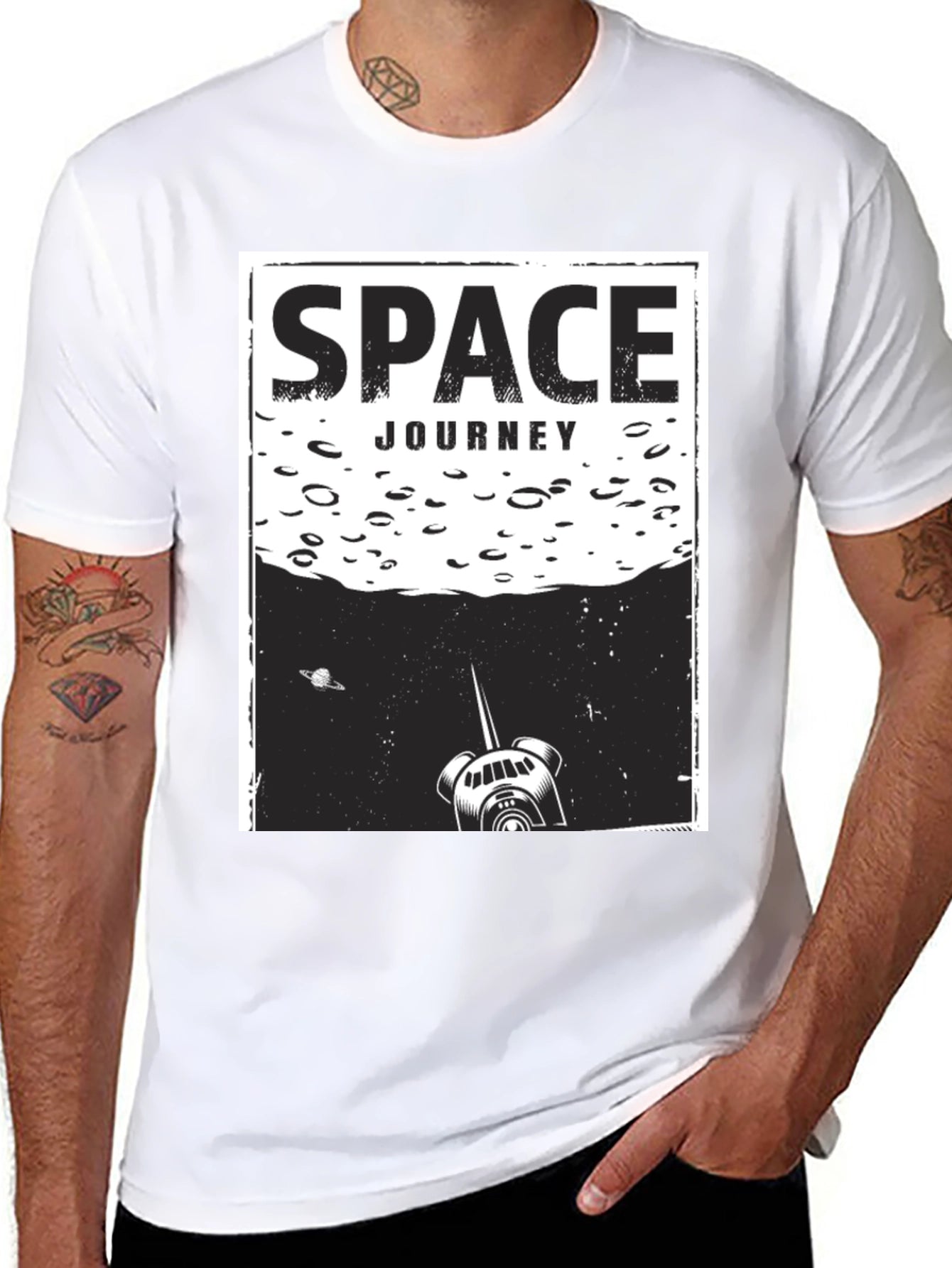 Space Journey Graphic T-Shirt - Unisex Black Tee