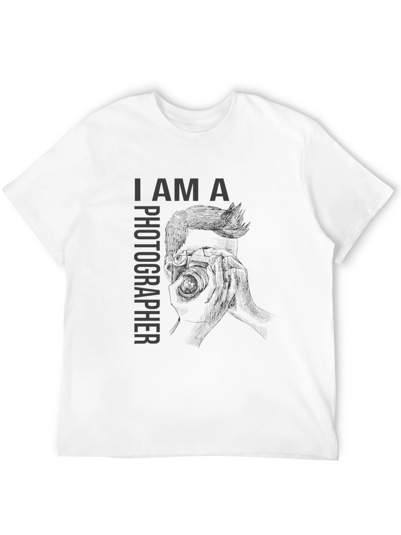 I Am A Photographer Graphic Print Black T-Shirt
