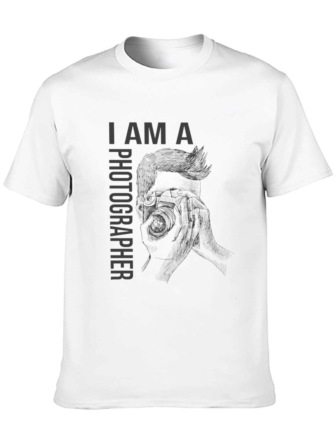 I Am A Photographer Graphic Print Black T-Shirt