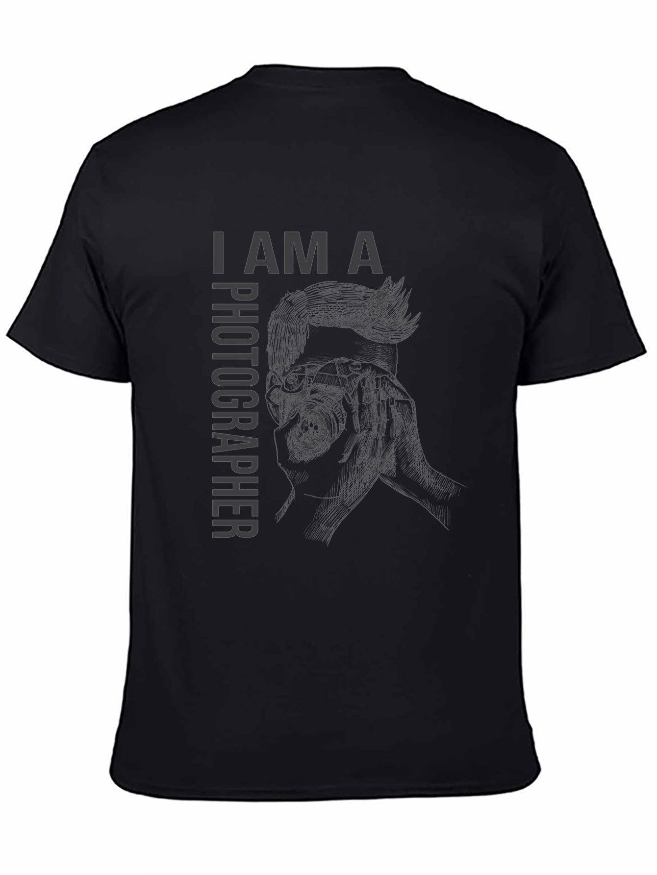 I Am A Photographer Graphic Print Black T-Shirt