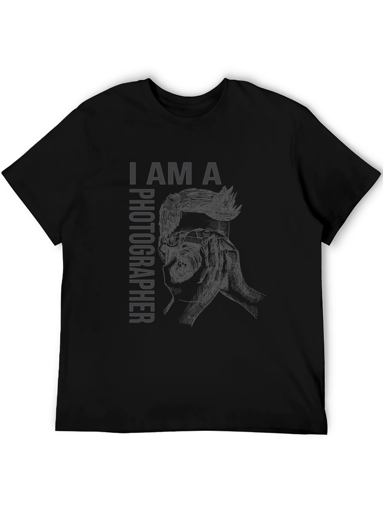 I Am A Photographer Graphic Print Black T-Shirt