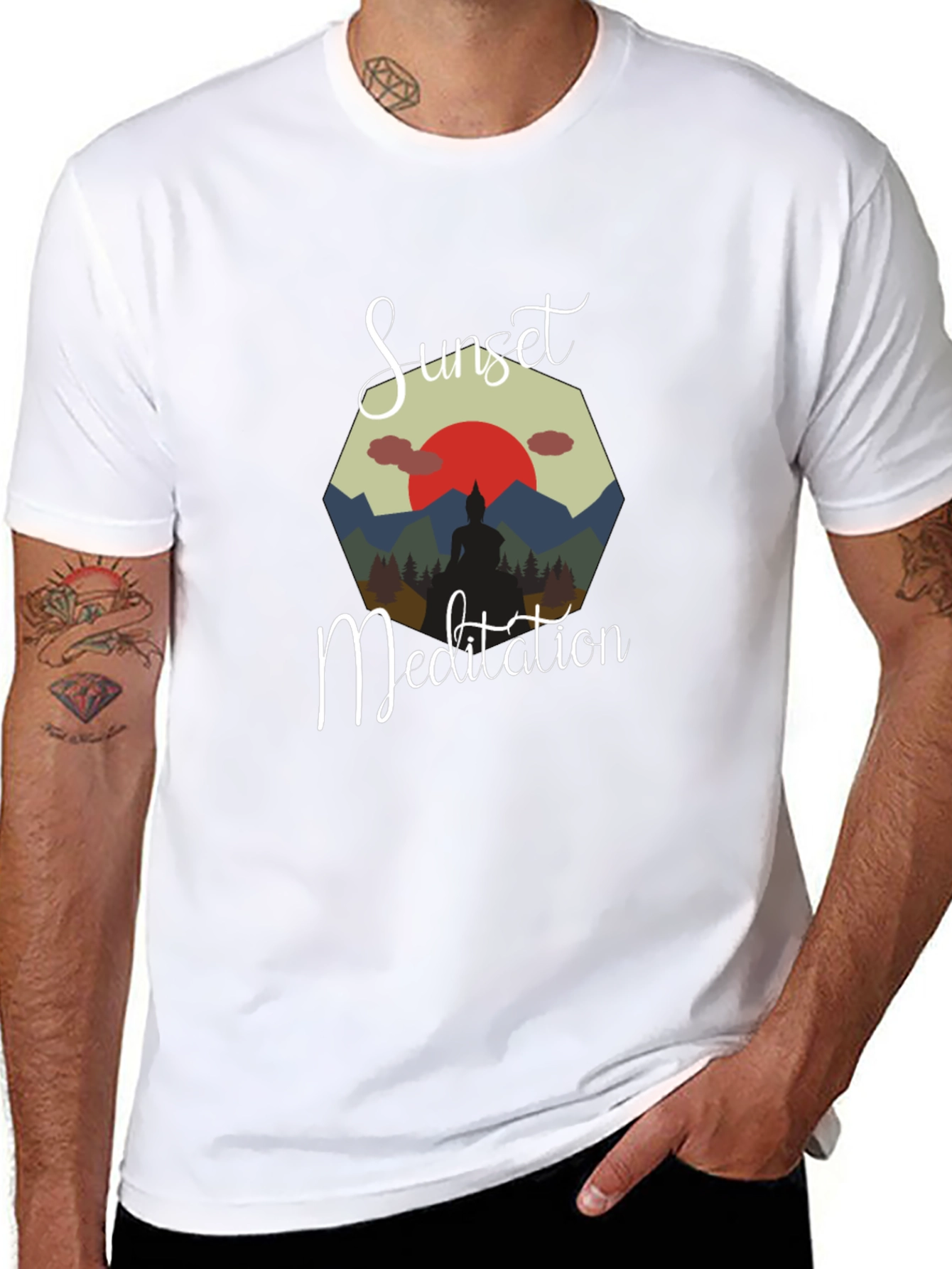 Sunset Meditation Black T-Shirt