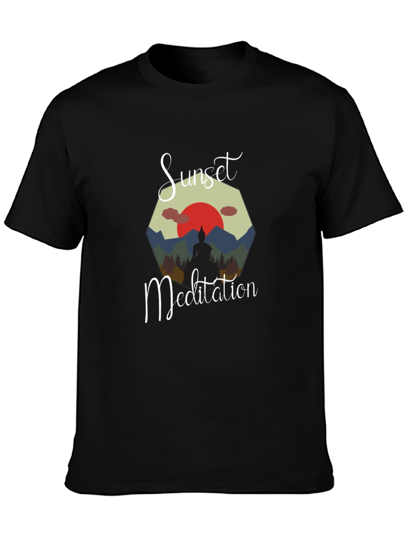 Sunset Meditation Black T-Shirt