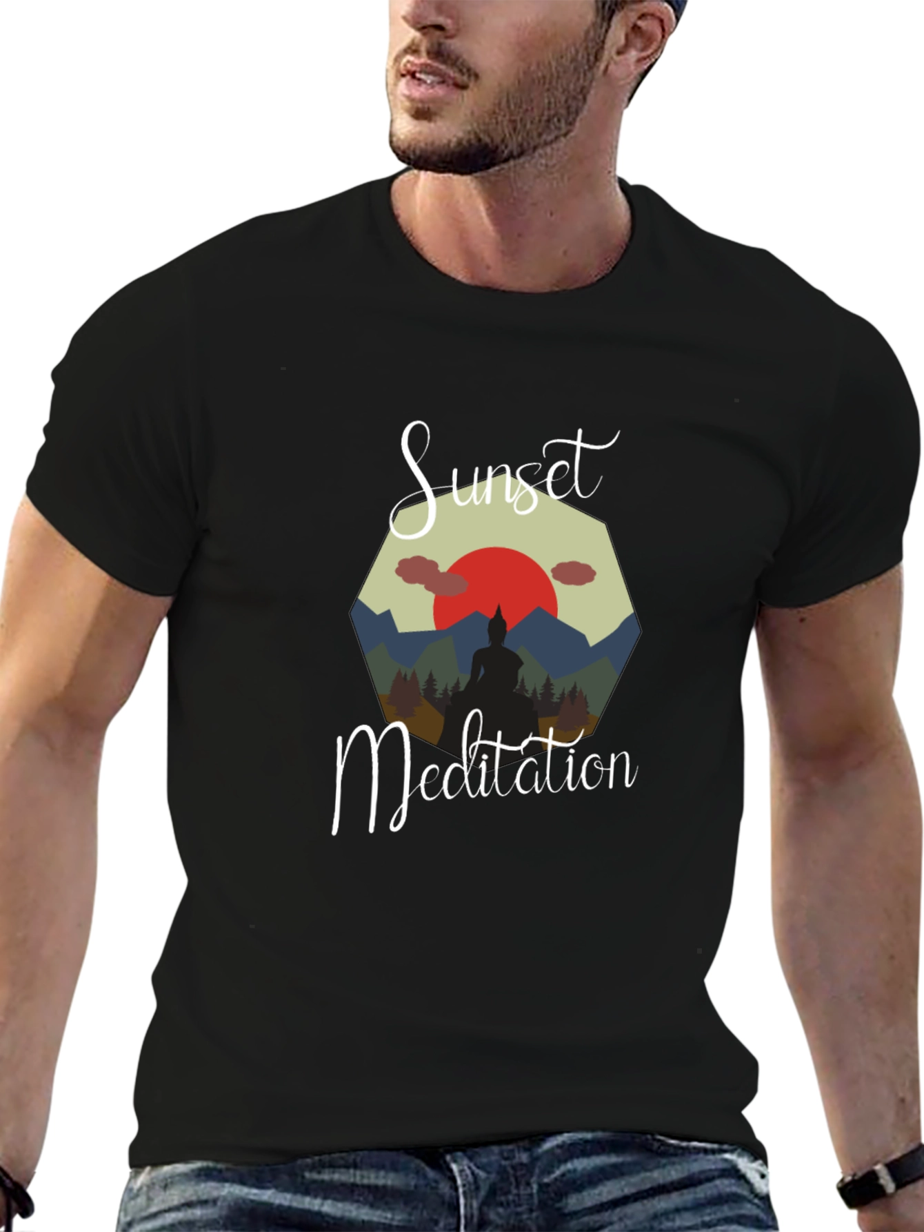 Sunset Meditation Black T-Shirt