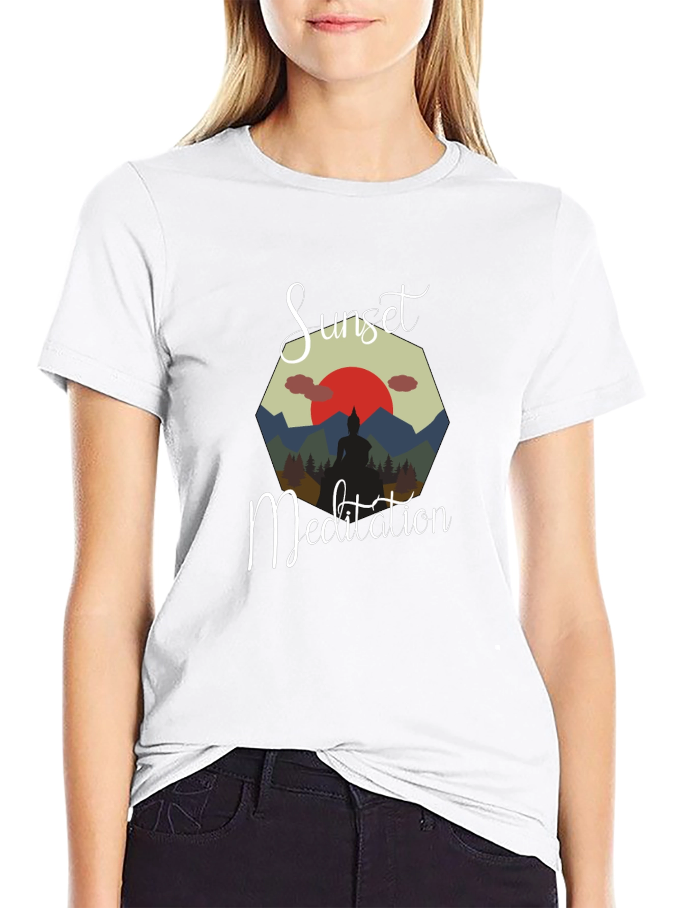 Sunset Meditation Black T-Shirt