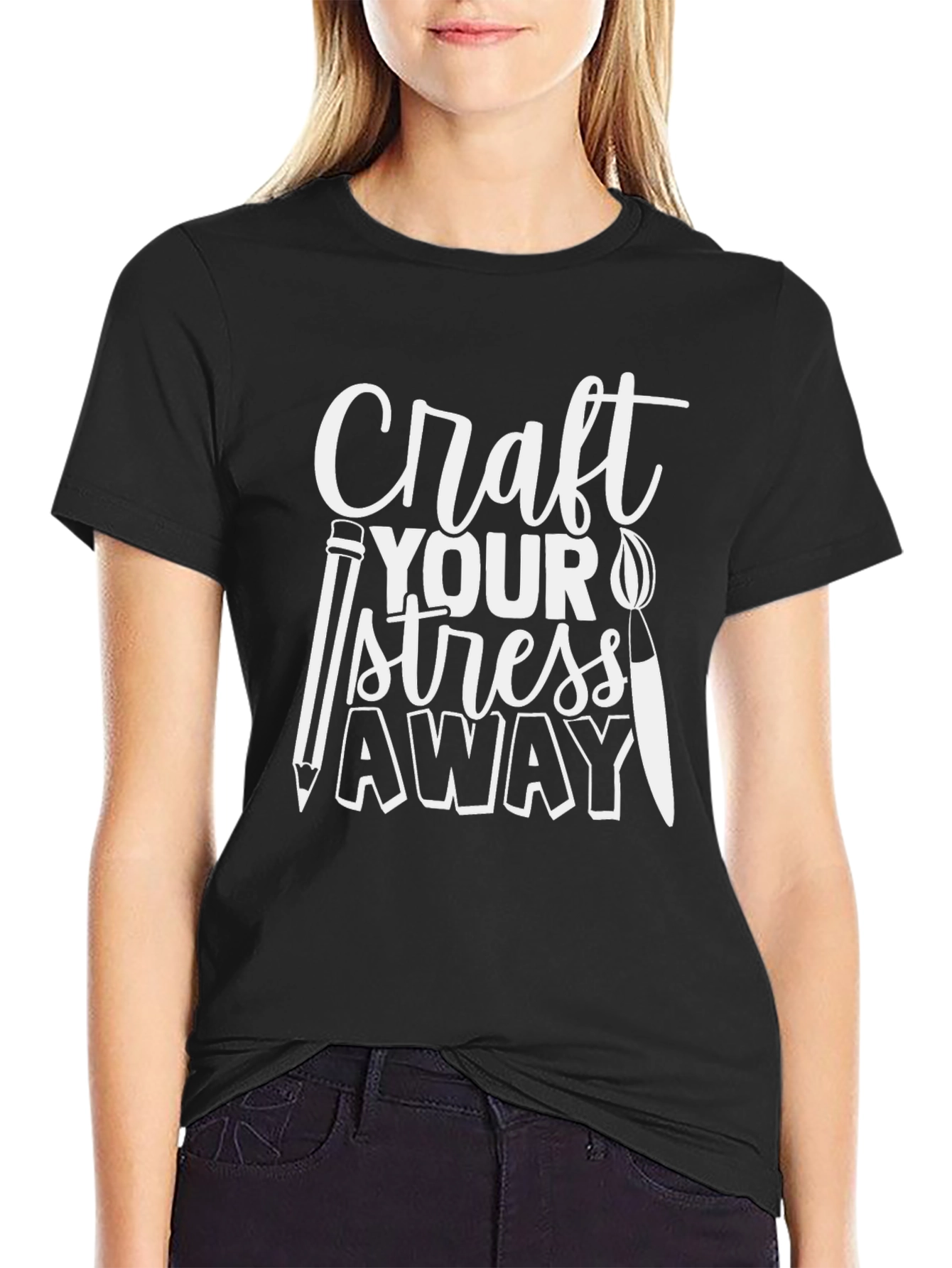Craft Your Stress Away Black Graphic Tee