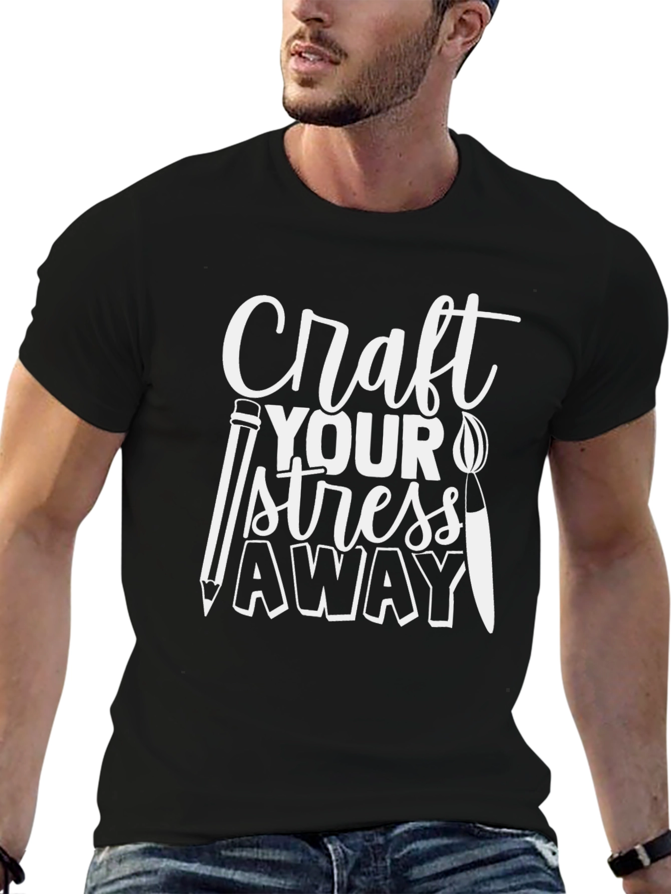 Craft Your Stress Away Black Graphic Tee