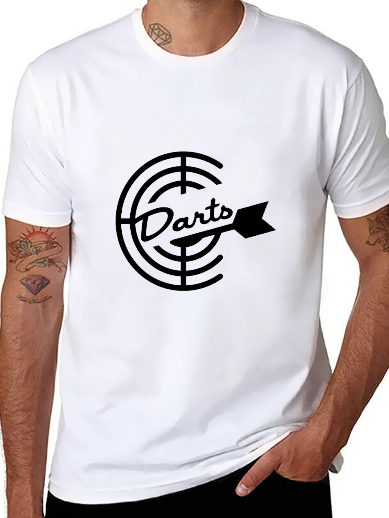 Mens Black Darts Target Graphic T-Shirt