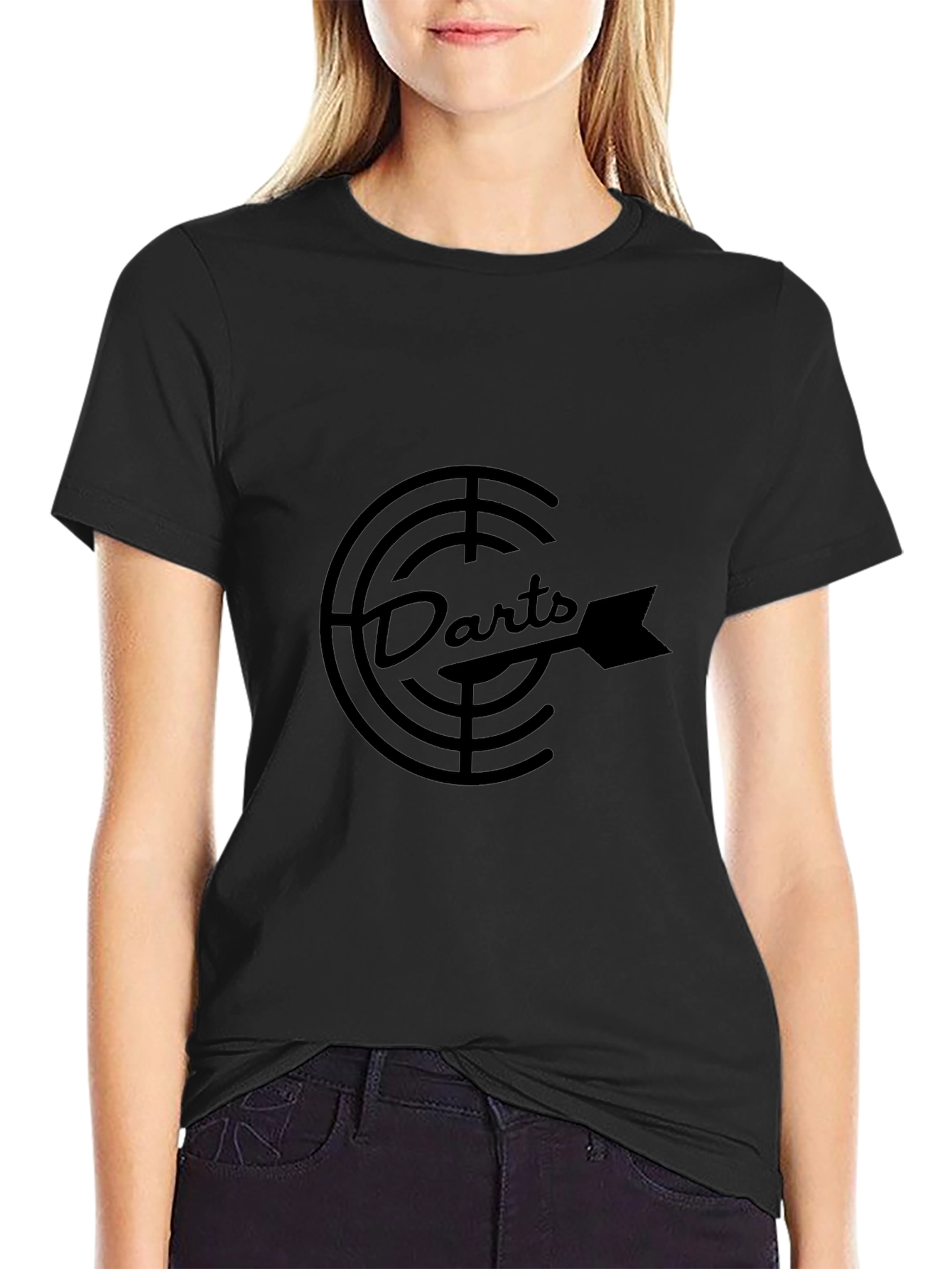 Mens Black Darts Target Graphic T-Shirt