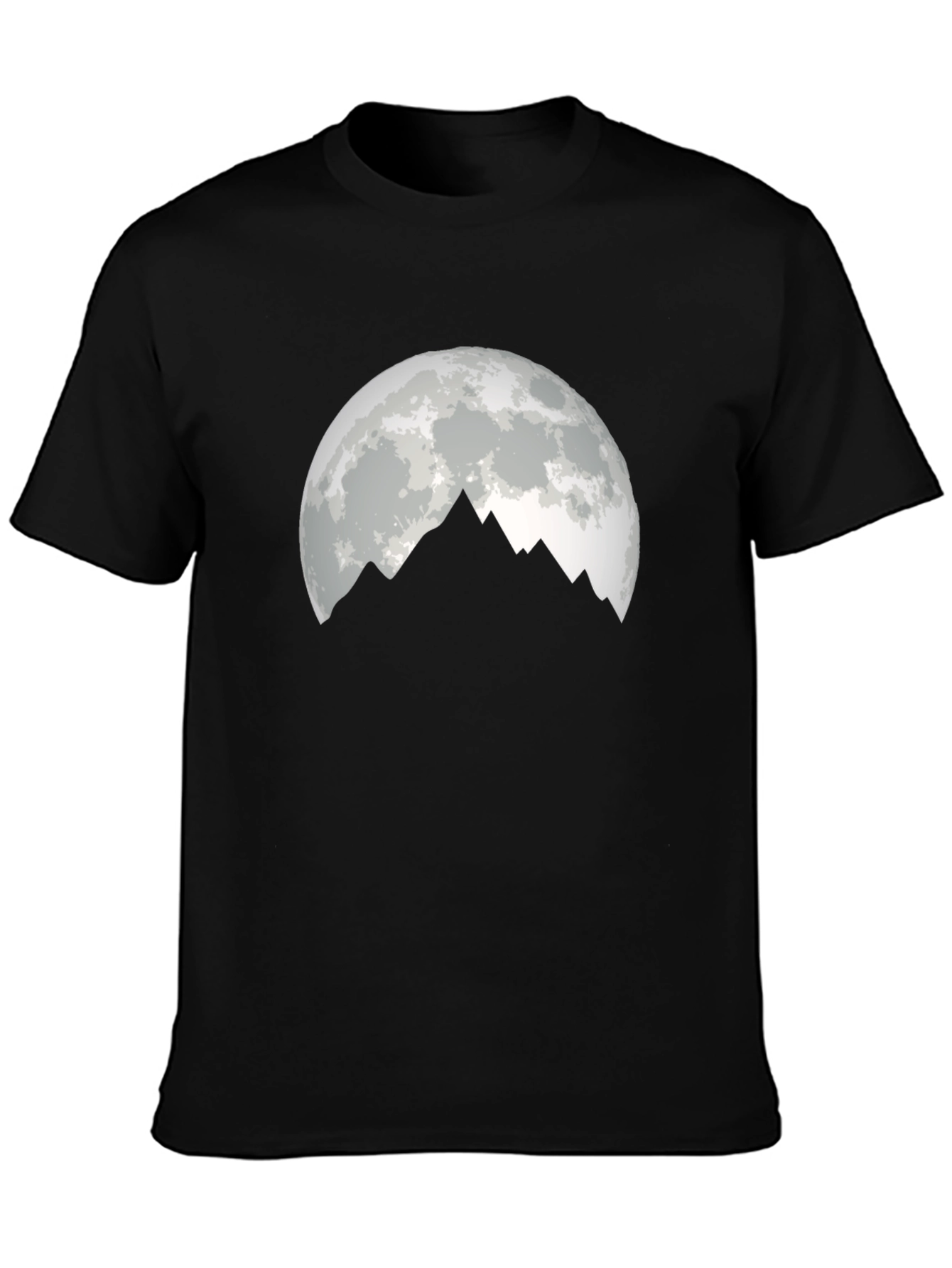 Moonlit Mountain Graphic Tee - Black Cotton Blend
