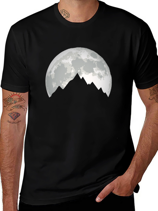 Moonlit Mountain Graphic Tee - Black Cotton Blend