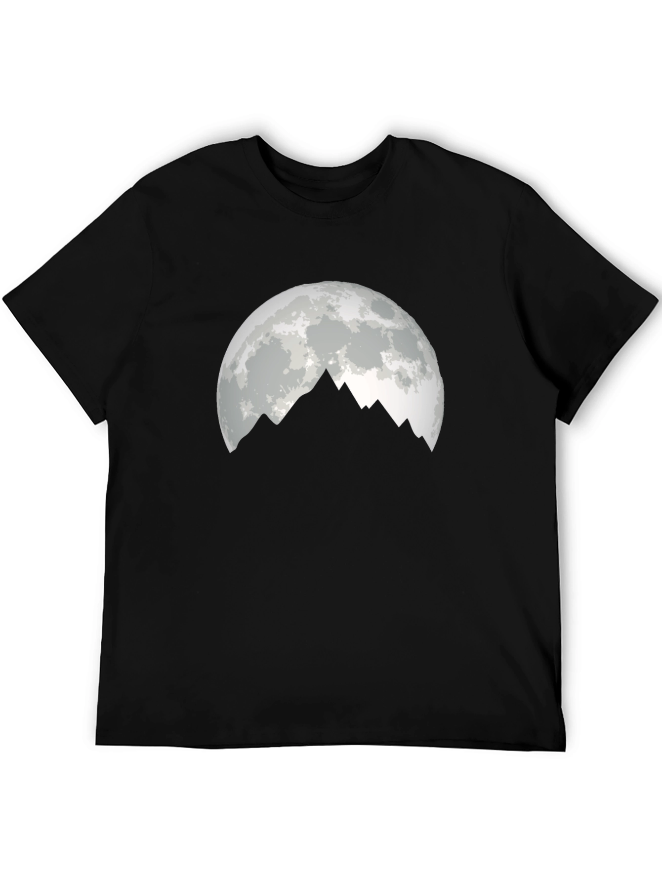 Moonlit Mountain Graphic Tee - Black Cotton Blend