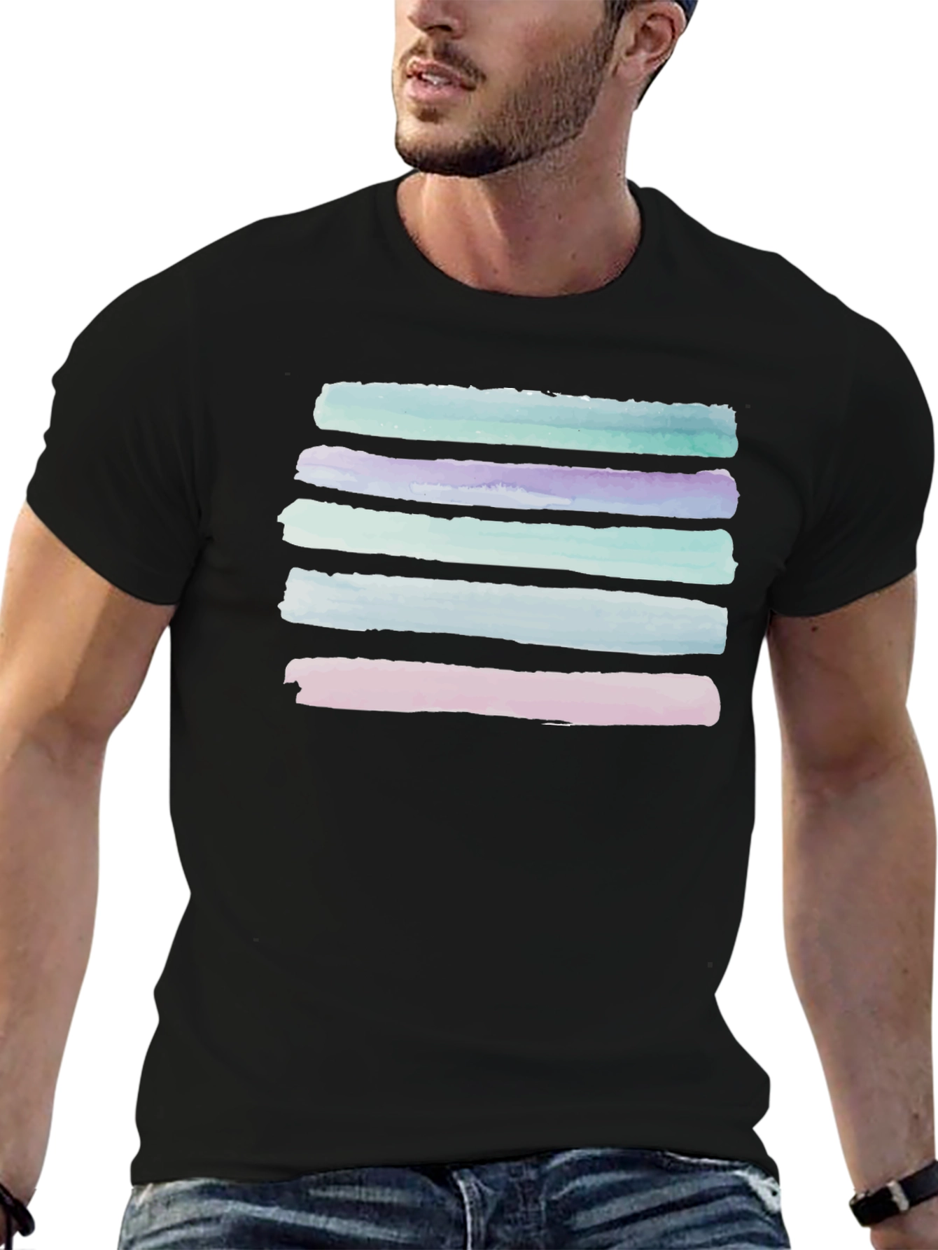 Abstract Stripe Watercolor T-Shirt