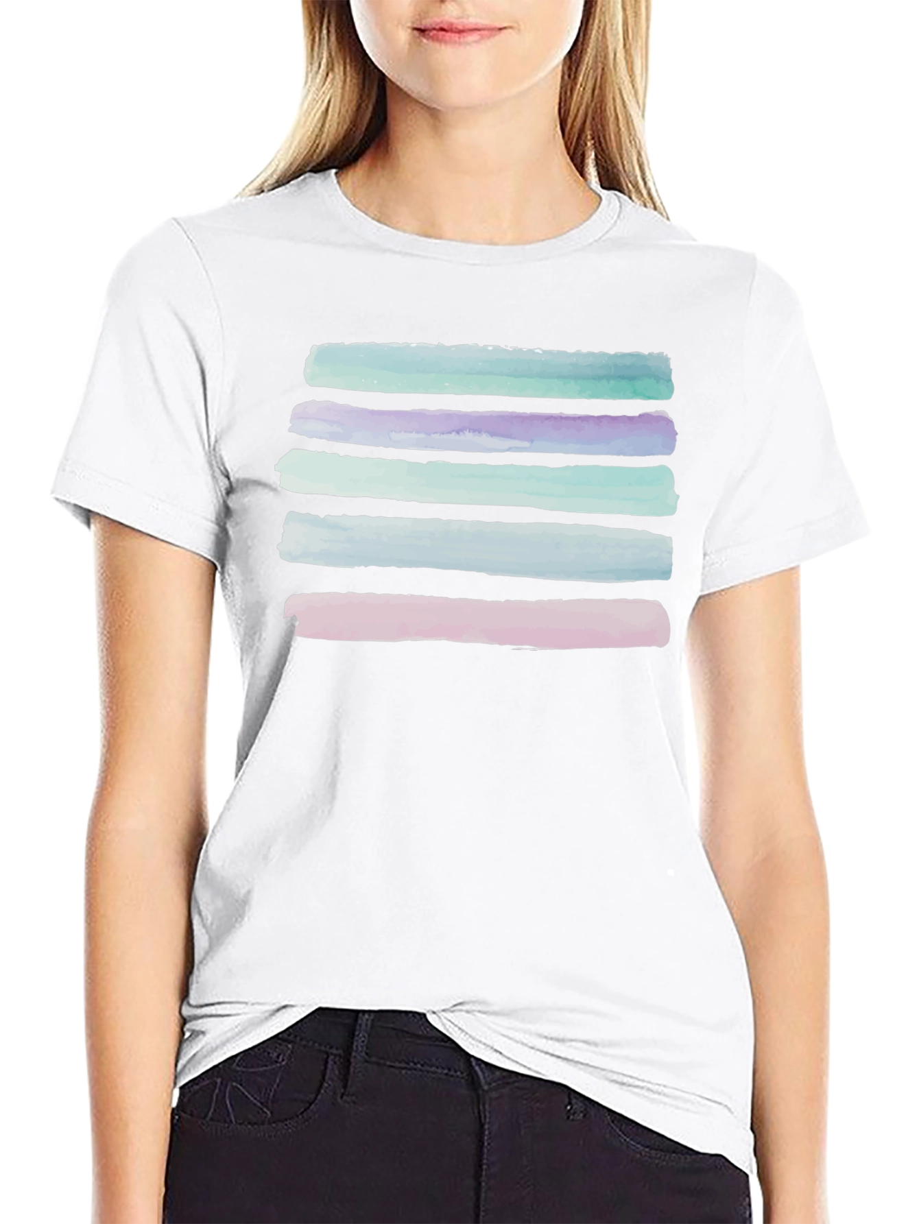 Abstract Stripe Watercolor T-Shirt