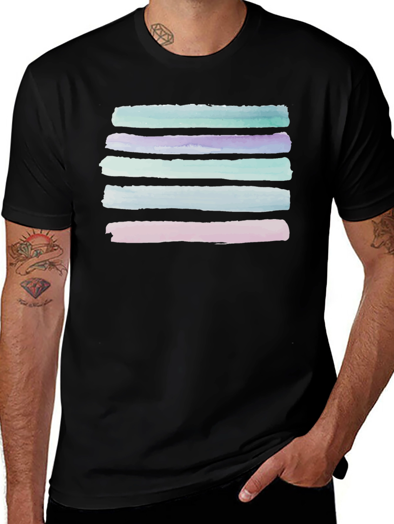 Abstract Stripe Watercolor T-Shirt
