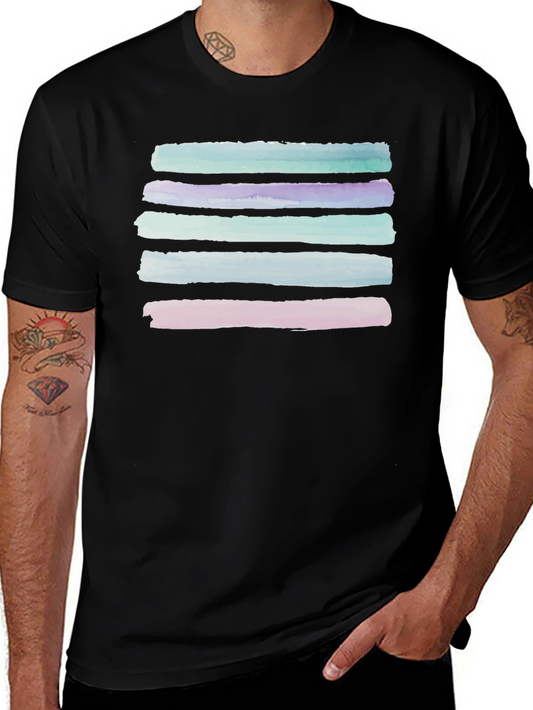 Abstract Stripe Watercolor T-Shirt