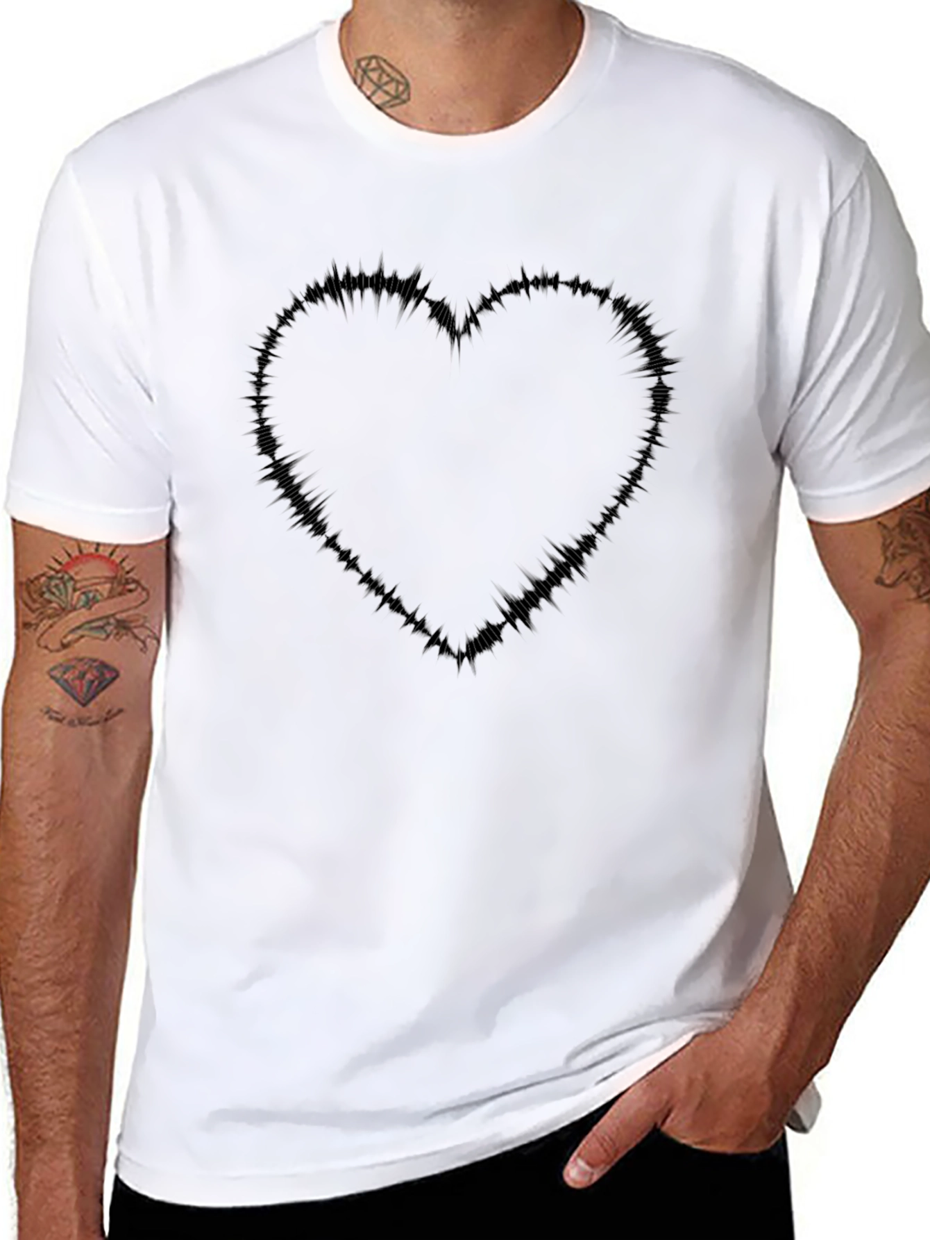 Edgy Heart Graphic Tee - Black Casual T-Shirt
