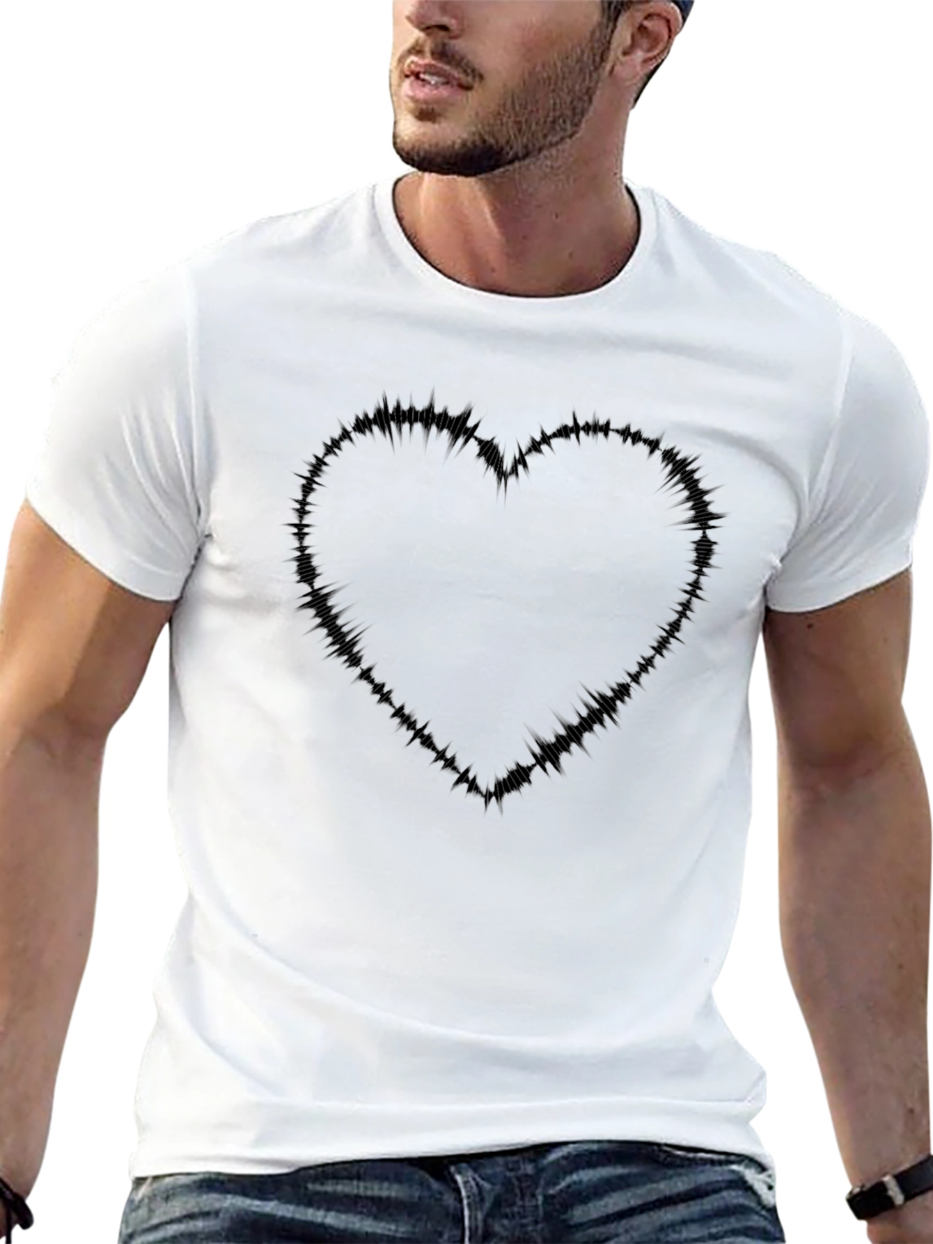 Edgy Heart Graphic Tee - Black Casual T-Shirt