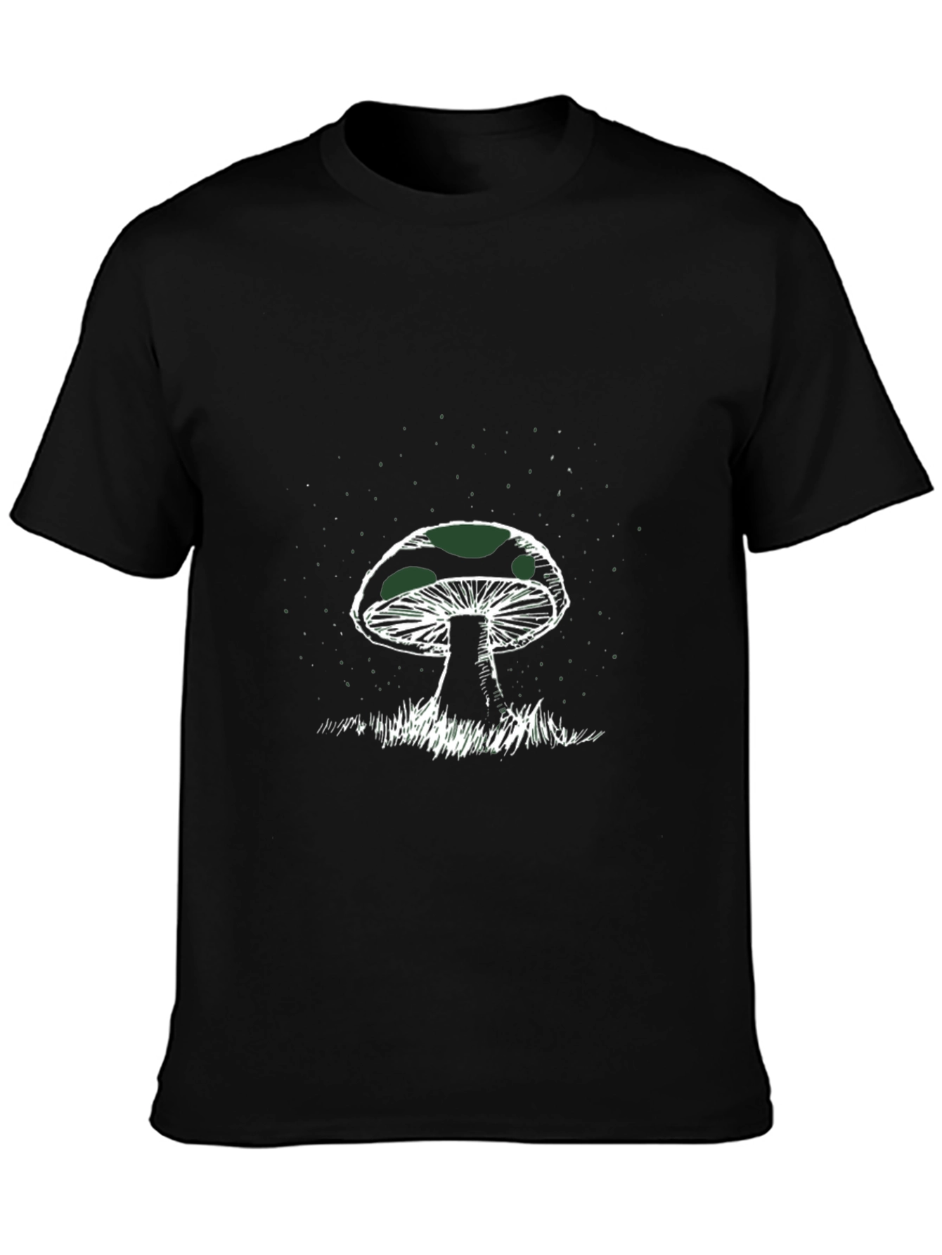 Mushroom Graphic Tee - Black Cotton T-Shirt