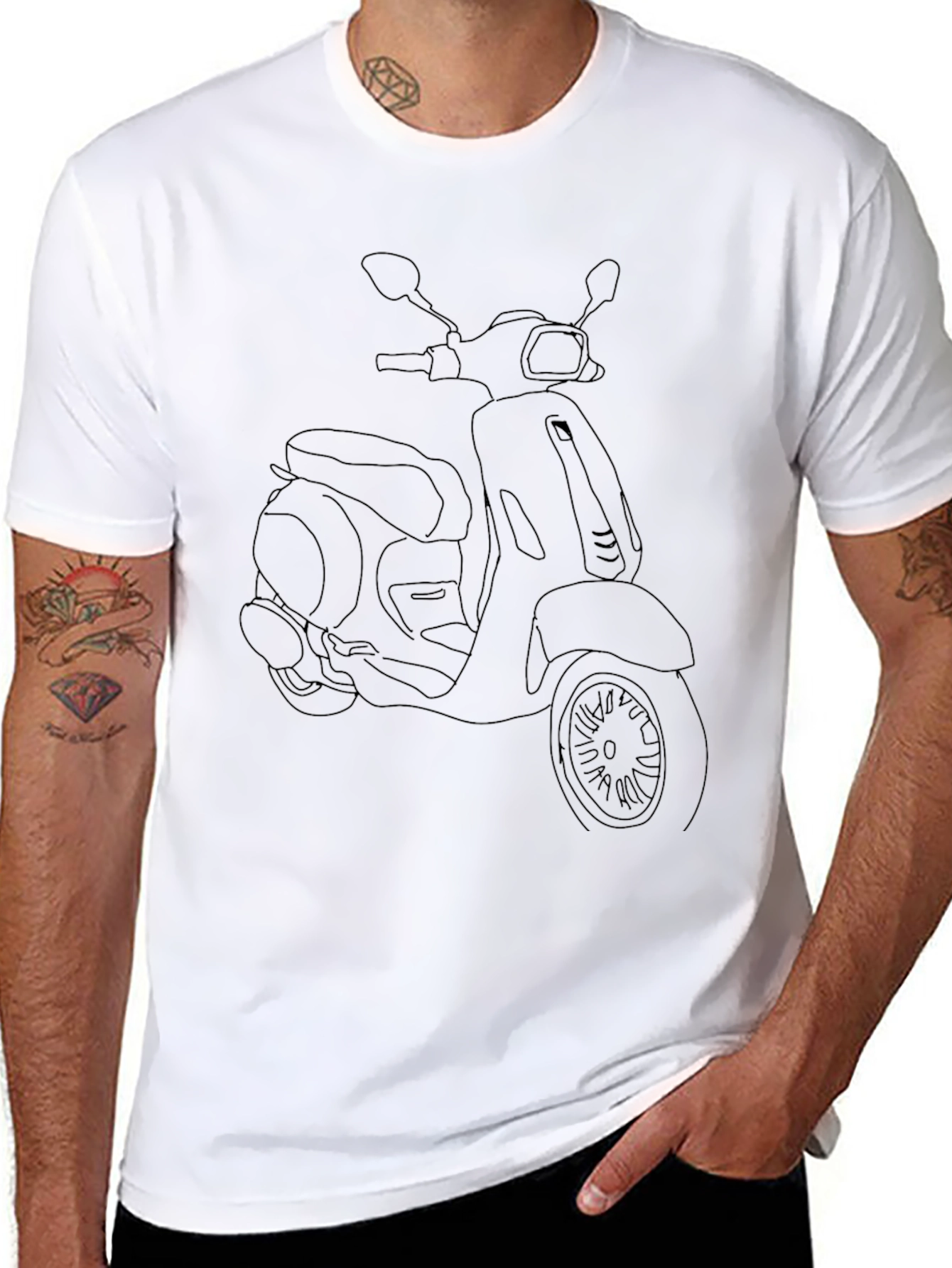 Scooter Outline Black T-Shirt - Urban Style