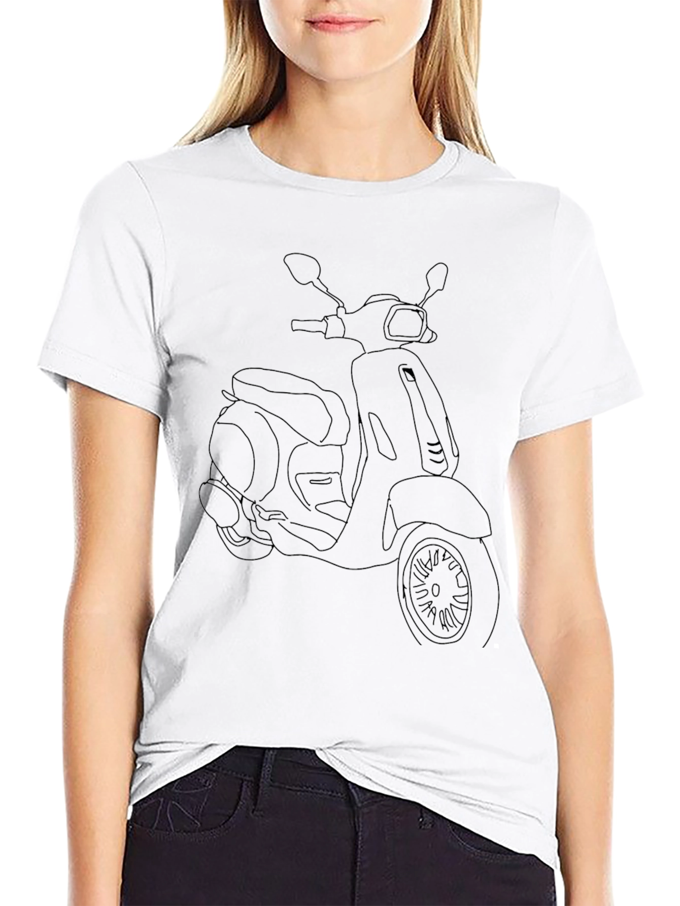 Scooter Outline Black T-Shirt - Urban Style