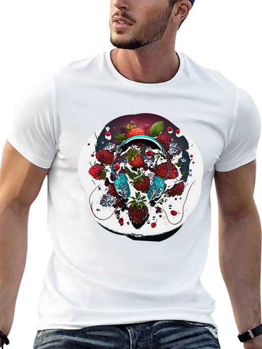 Berry Beats Tee - Stylish Fruit & Music Design