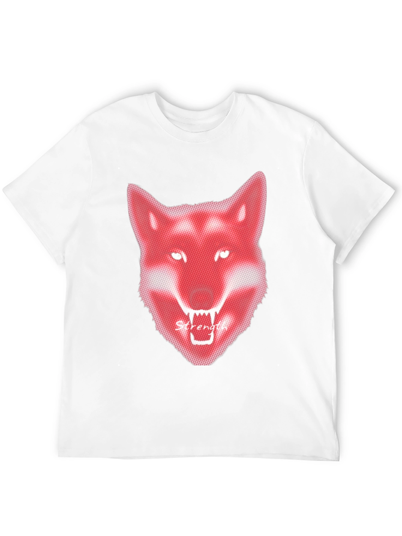 Mens Black T-Shirt - Red Wolf Graphic - Strength