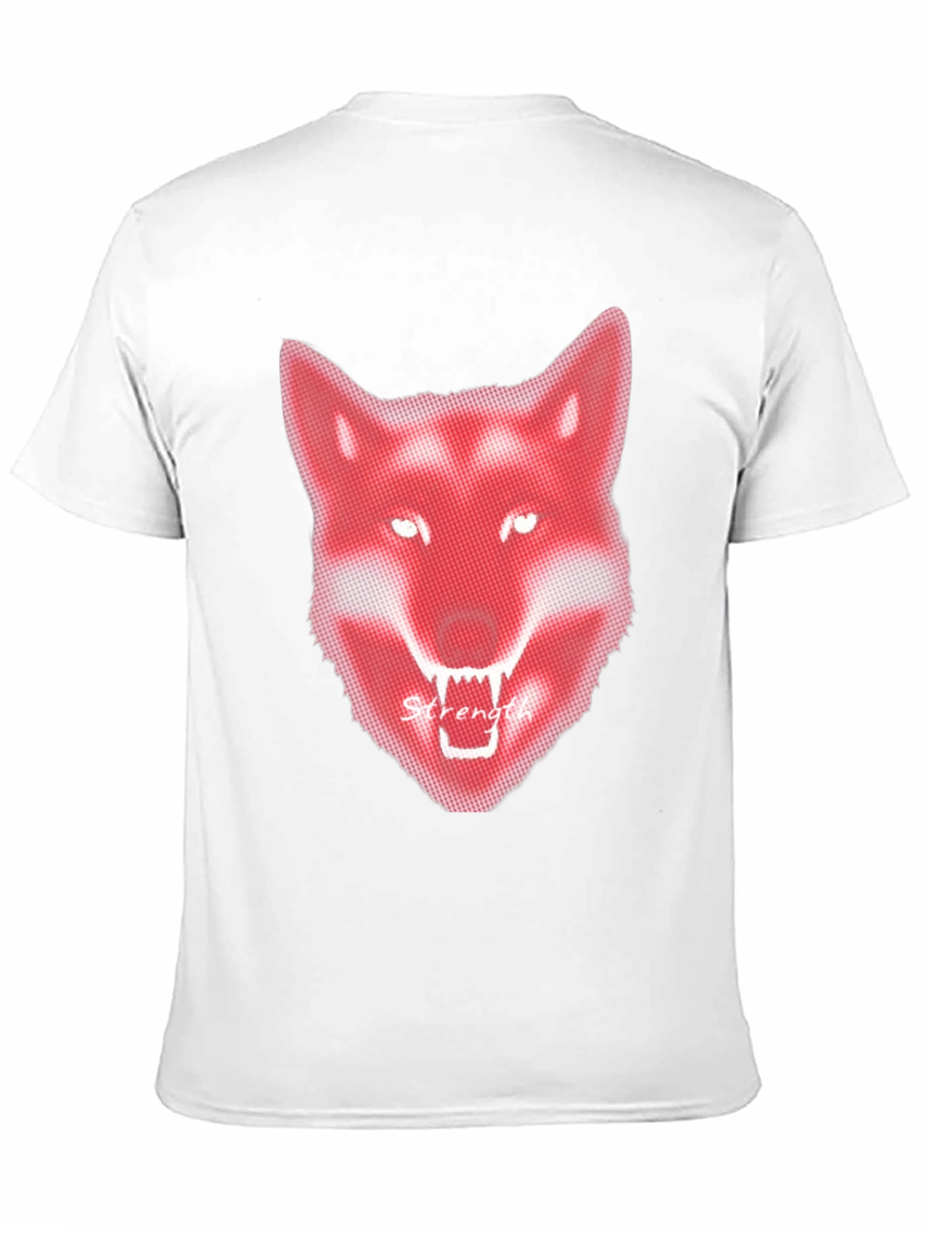 Mens Black T-Shirt - Red Wolf Graphic - Strength