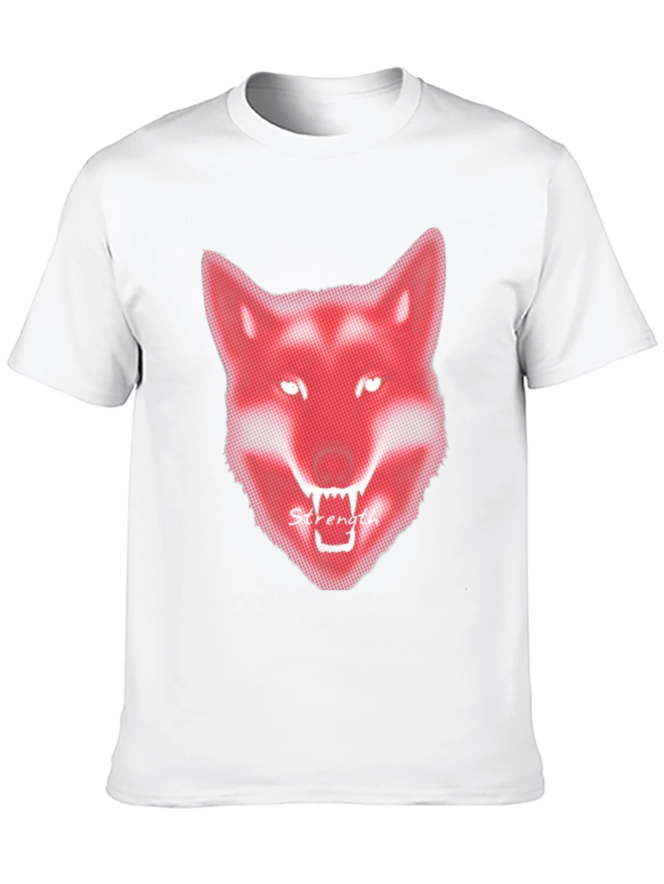 Mens Black T-Shirt - Red Wolf Graphic - Strength
