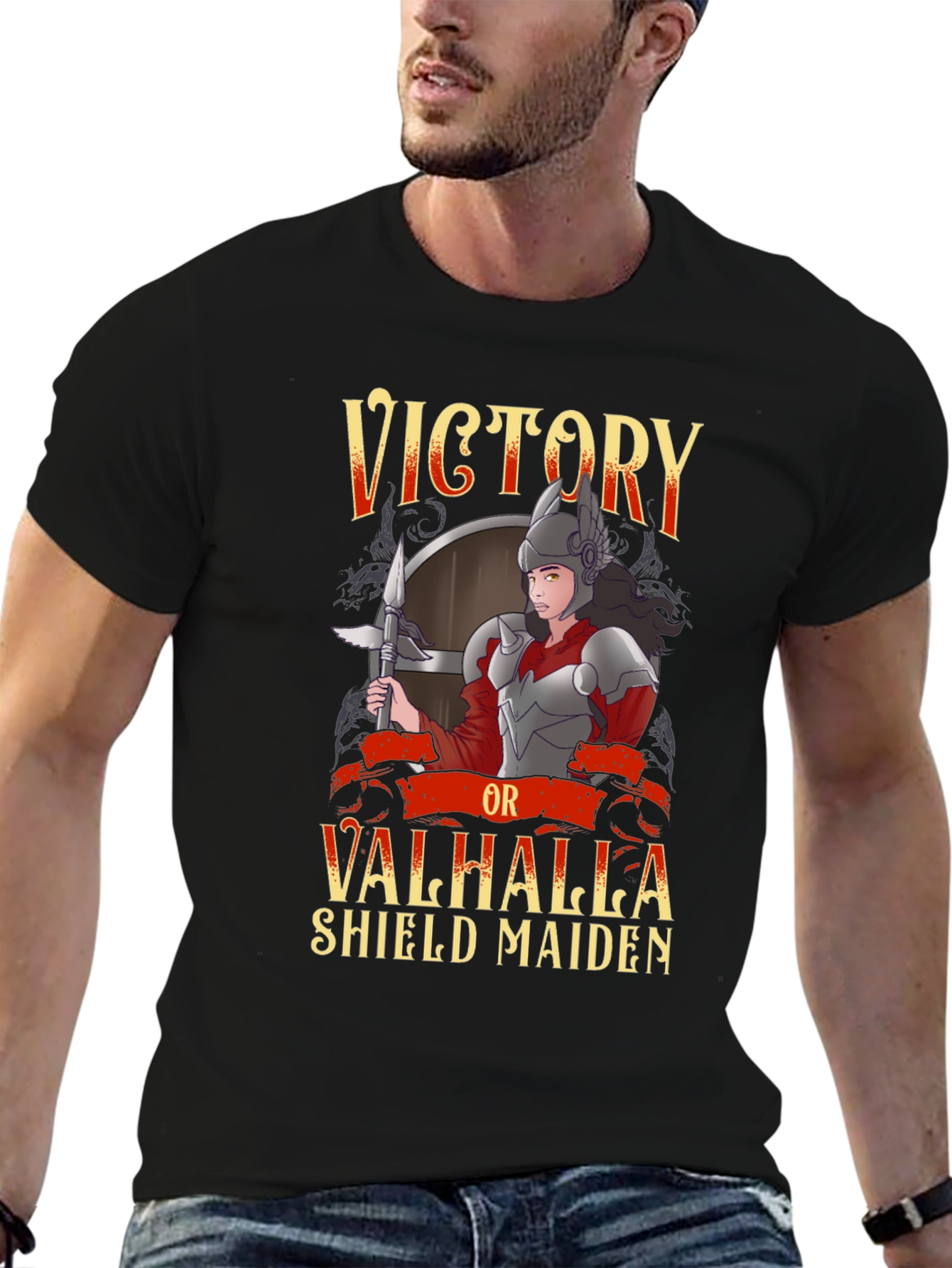 Victory or Valhalla Shield Maiden Graphic T-Shirt