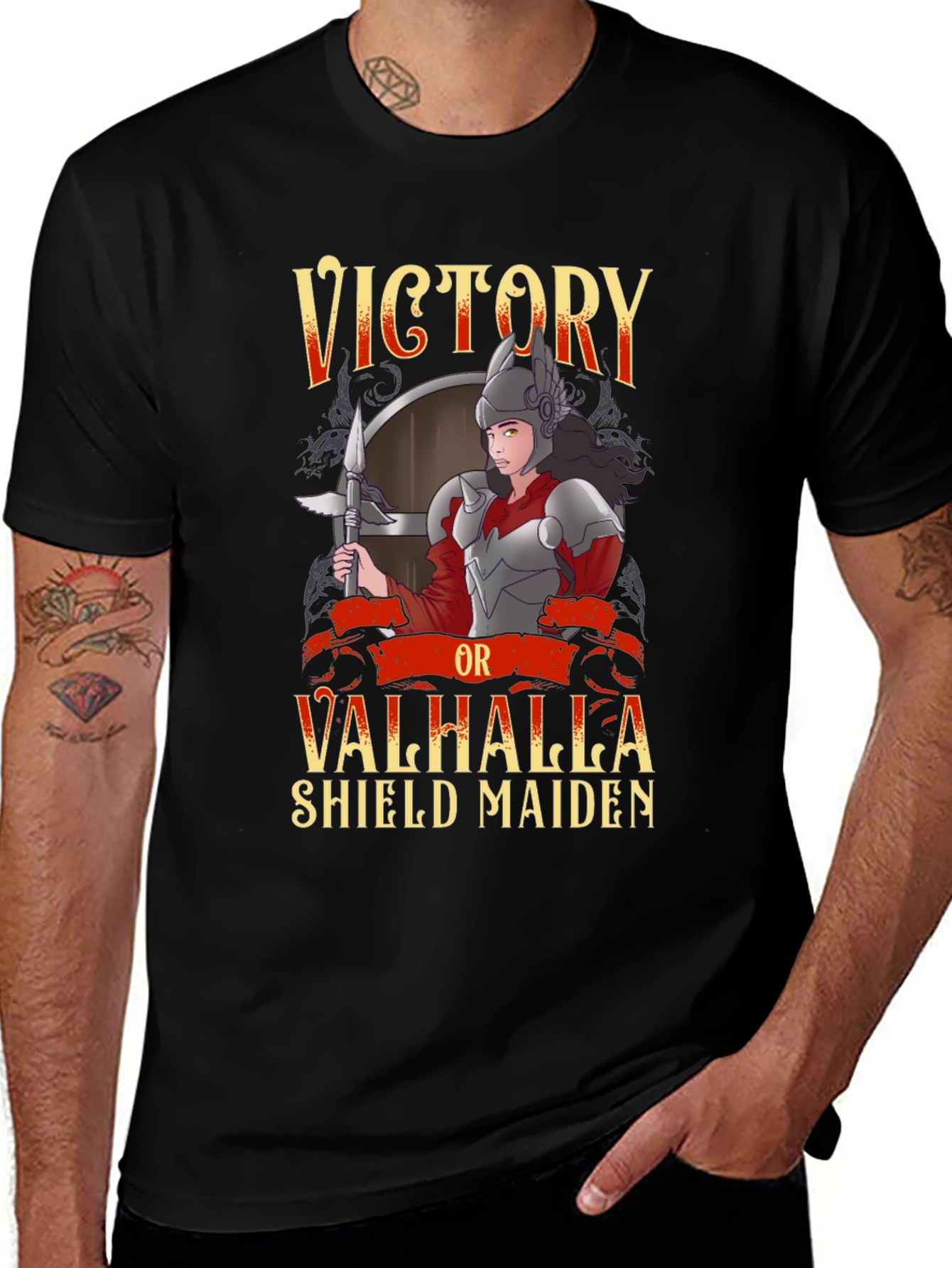 Victory or Valhalla Shield Maiden Graphic T-Shirt