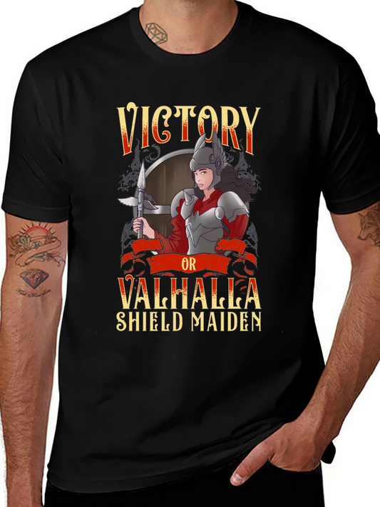 Victory or Valhalla Shield Maiden Graphic T-Shirt