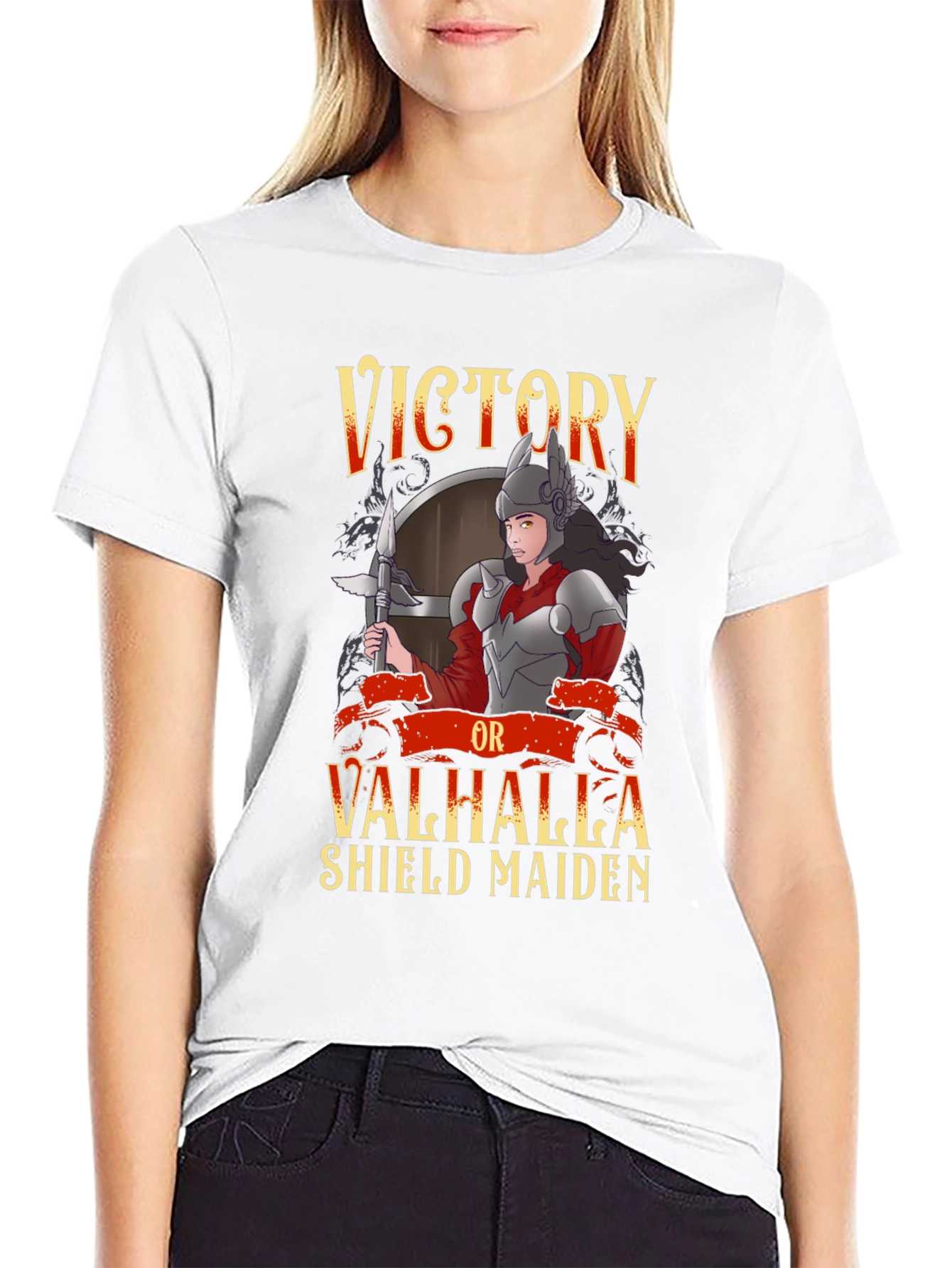 Victory or Valhalla Shield Maiden Graphic T-Shirt