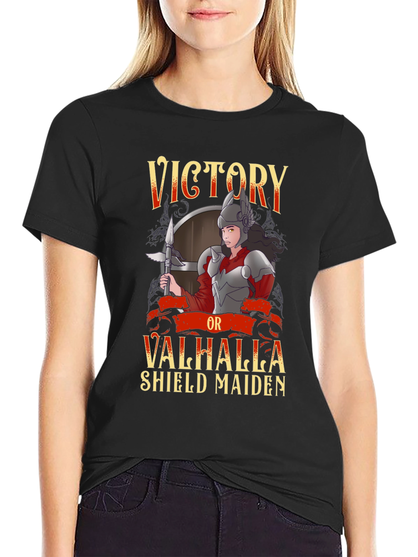 Victory or Valhalla Shield Maiden Graphic T-Shirt