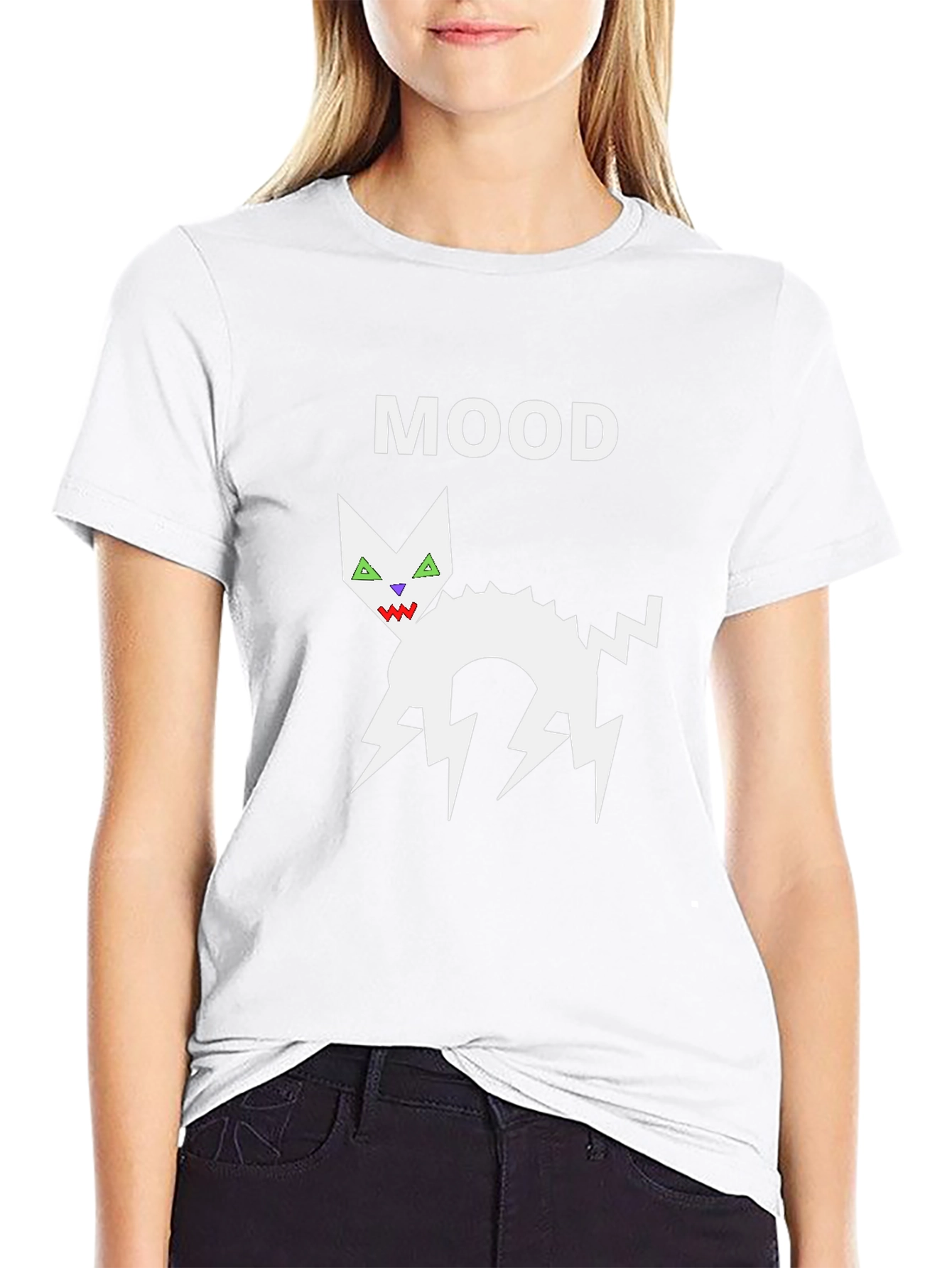 Mood Cat Graphic Black T-Shirt