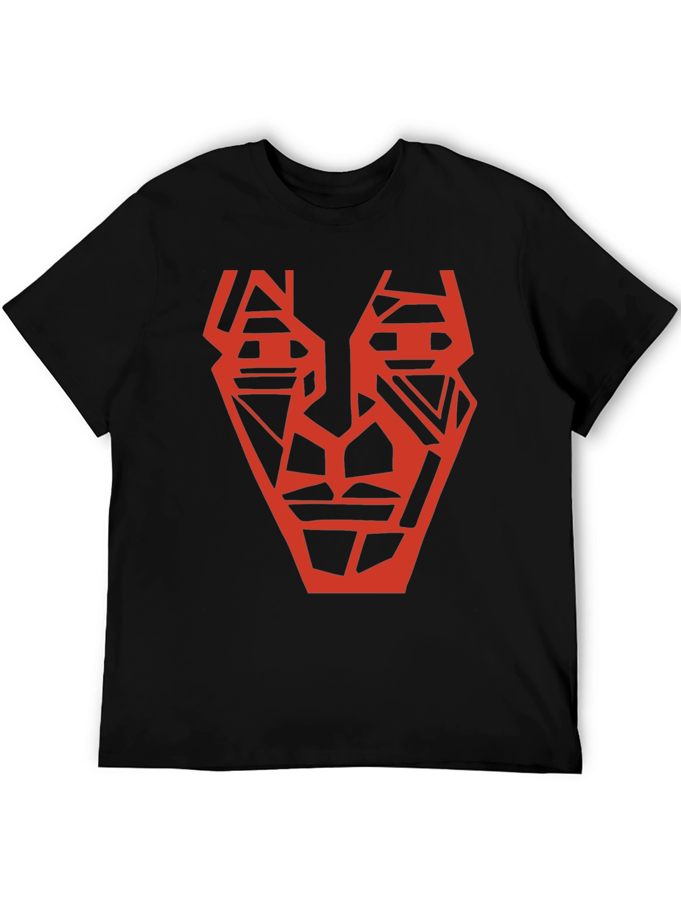 Abstract Geometric Face Graphic Tee - Black