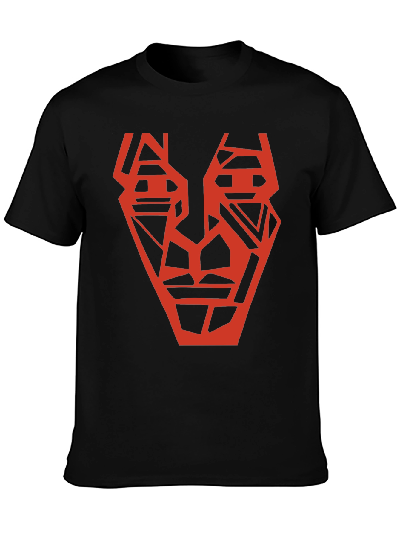 Abstract Geometric Face Graphic Tee - Black