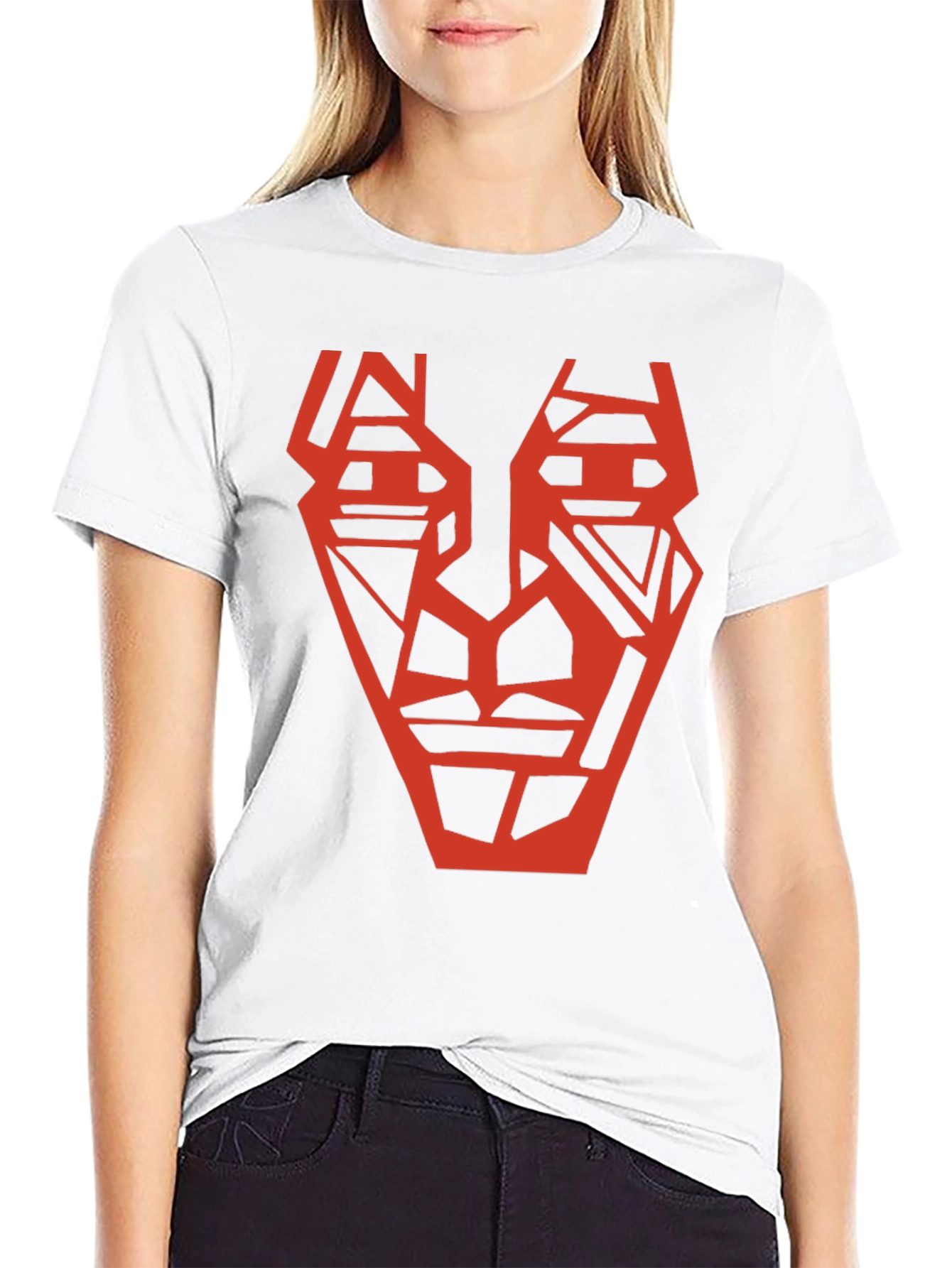 Abstract Geometric Face Graphic Tee - Black
