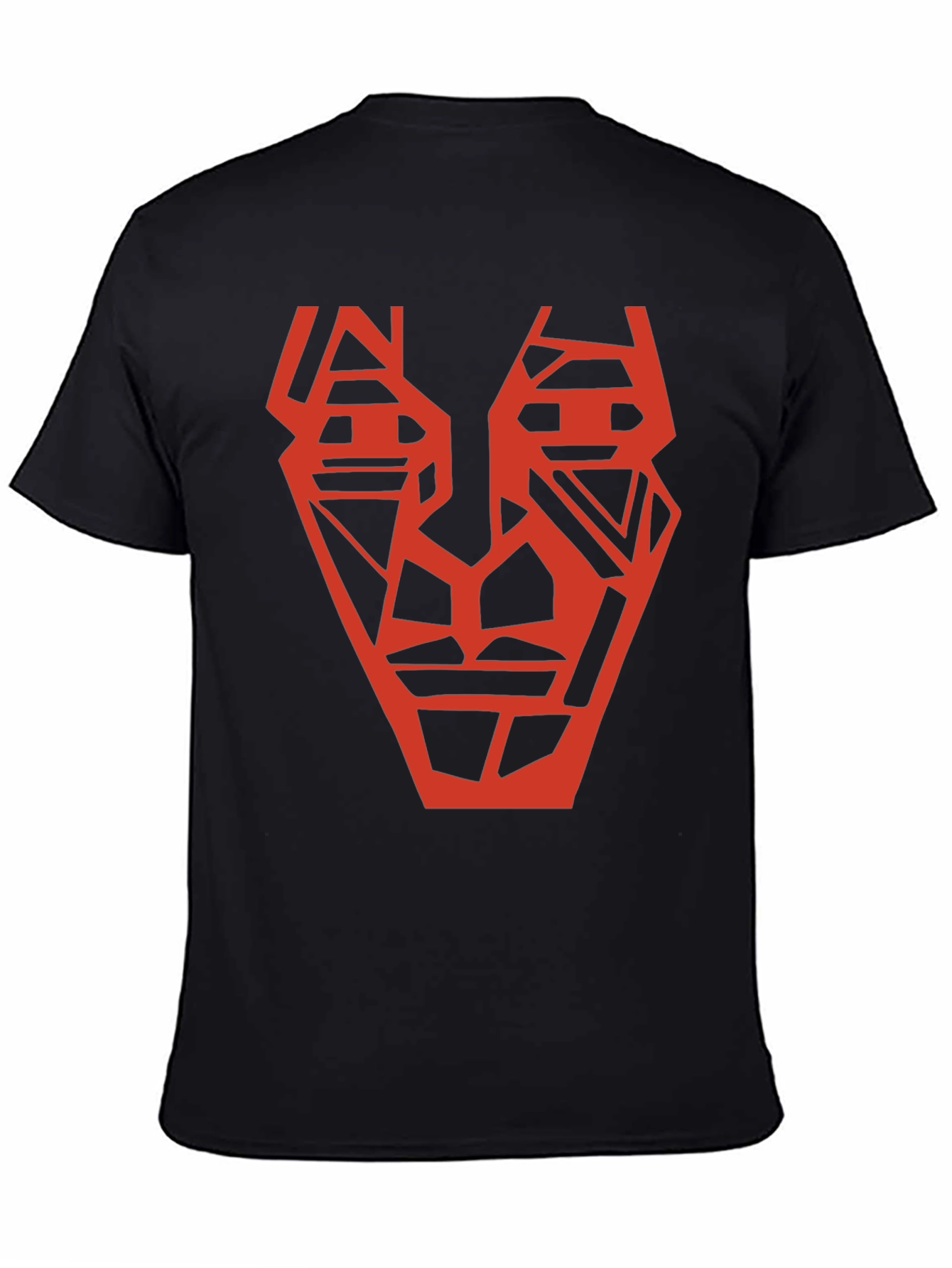 Abstract Geometric Face Graphic Tee - Black