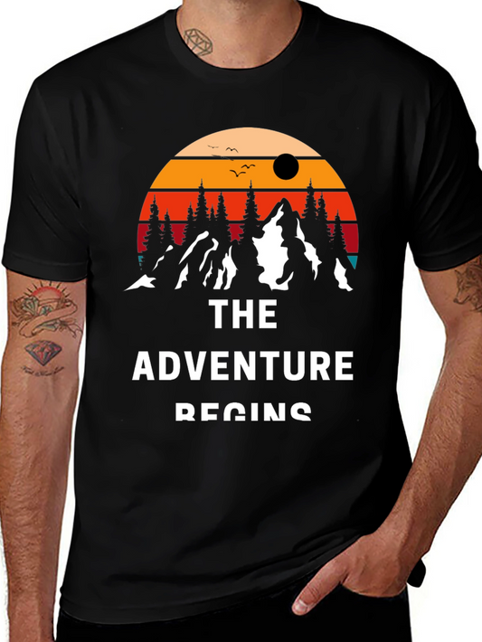 Adventure Begins Graphic Tee - Black