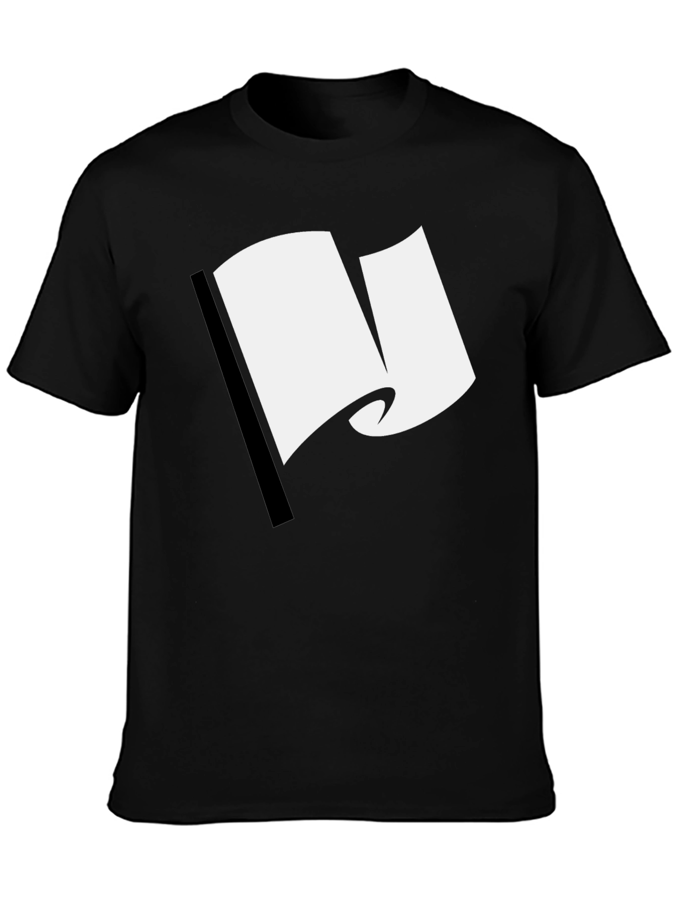 Black T-Shirt with White Flag Graphic Design