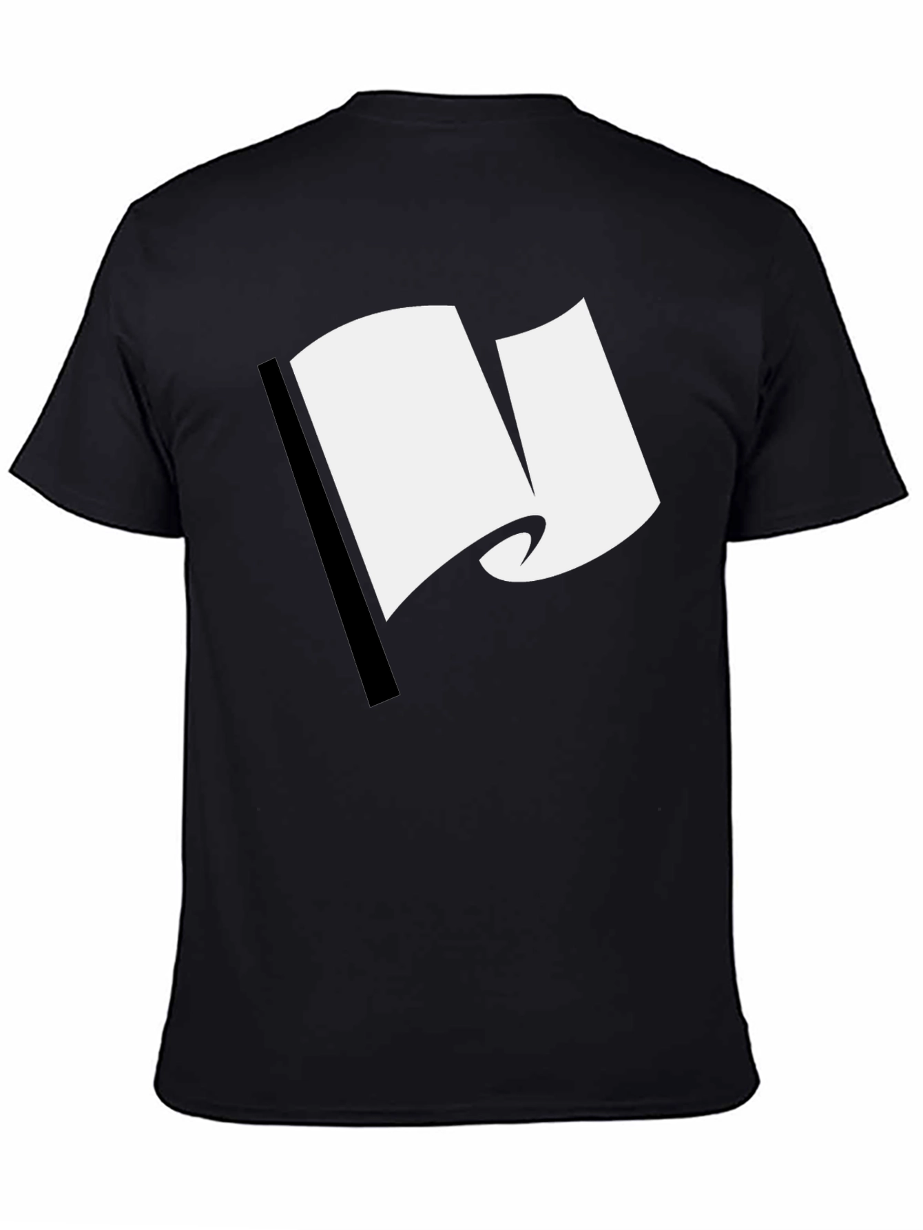 Black T-Shirt with White Flag Graphic Design