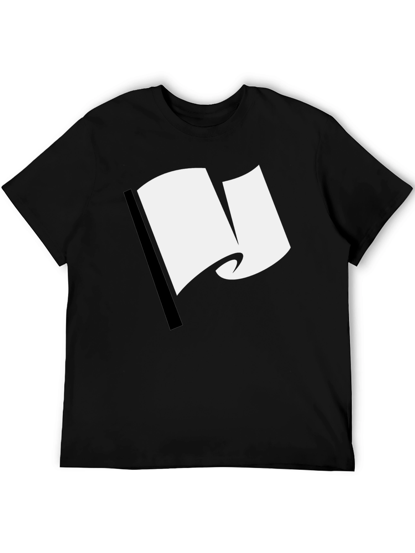 Black T-Shirt with White Flag Graphic Design