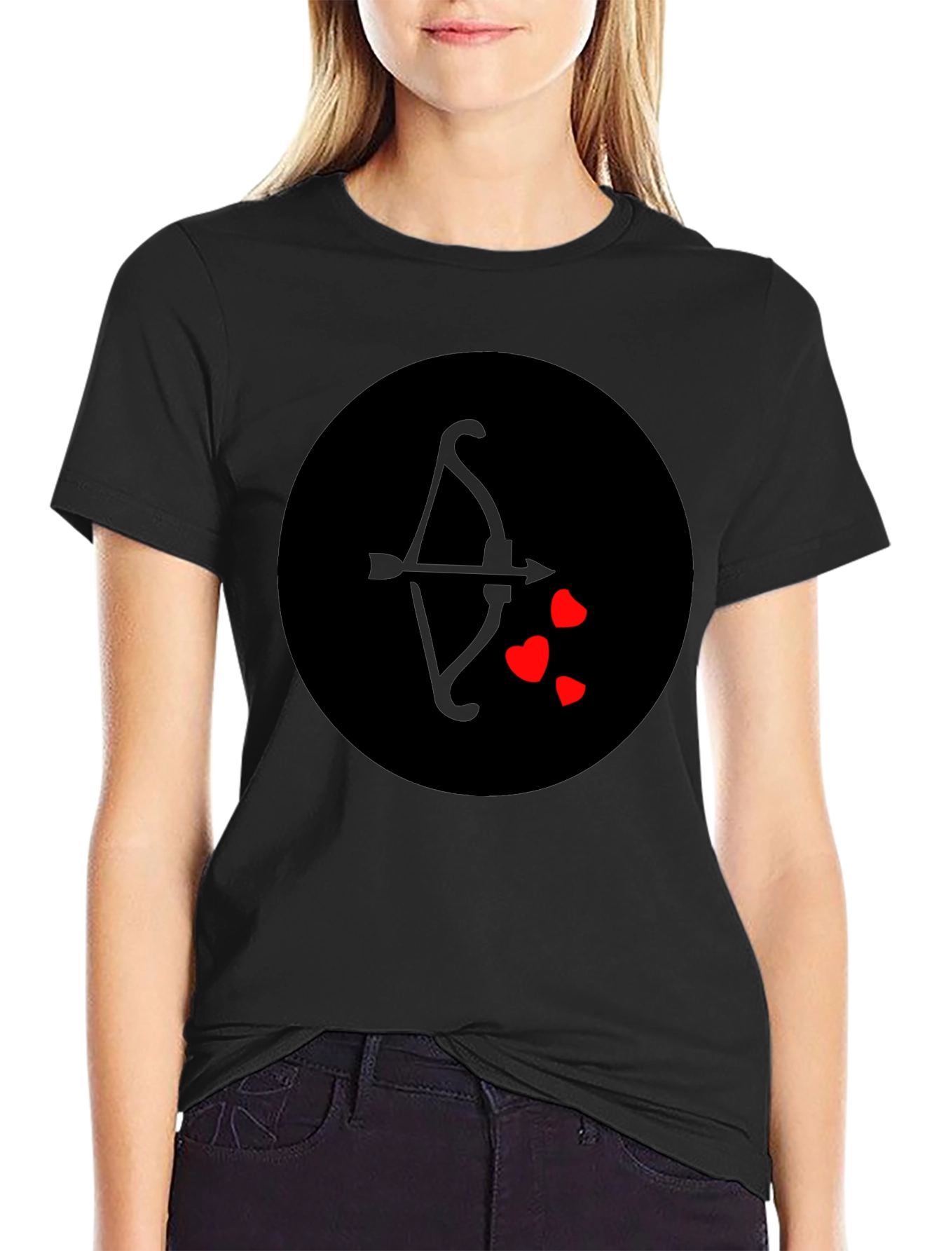 Cupids Arrow Heart T-Shirt - Black Graphic Tee